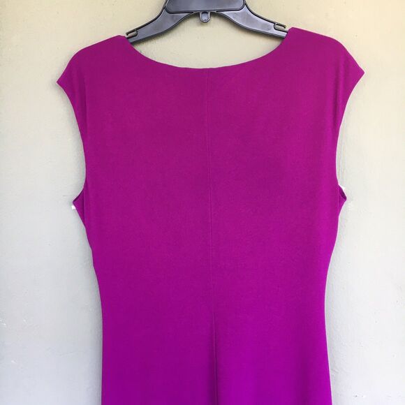 Lauren Ralph Lauren Ruched Cowl Neck Cocktail Dress Magenta Womens 12 Draped - Picture 9 of 14